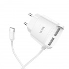 Hoco C59A Mega Joy Double Port + Type C (белый)