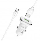 Borofone BZ12A Lasting power single port QC3.0 + Type-C cable, white