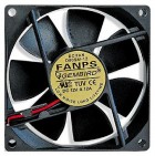 Gembird FANPS, 80x80x25, 2 pin, 1200 rpm, 19 dBA, втулка (sleeve), MTBF: 30000 часов, длина провода 30 см